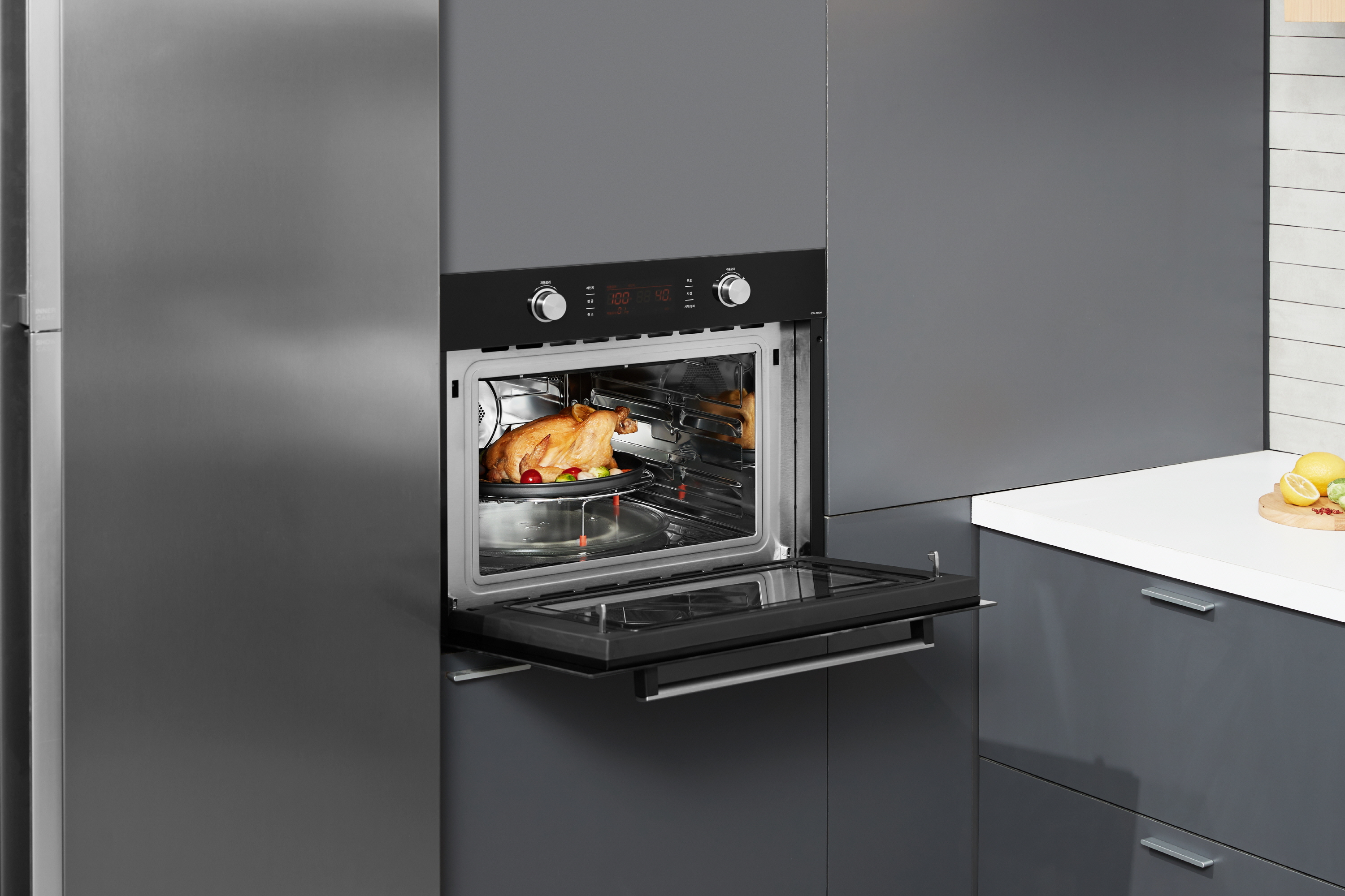 방문설치 빌트인 복합 전기 오븐 레인지 44리터 에어프라이어 블랙 EOB3004ST