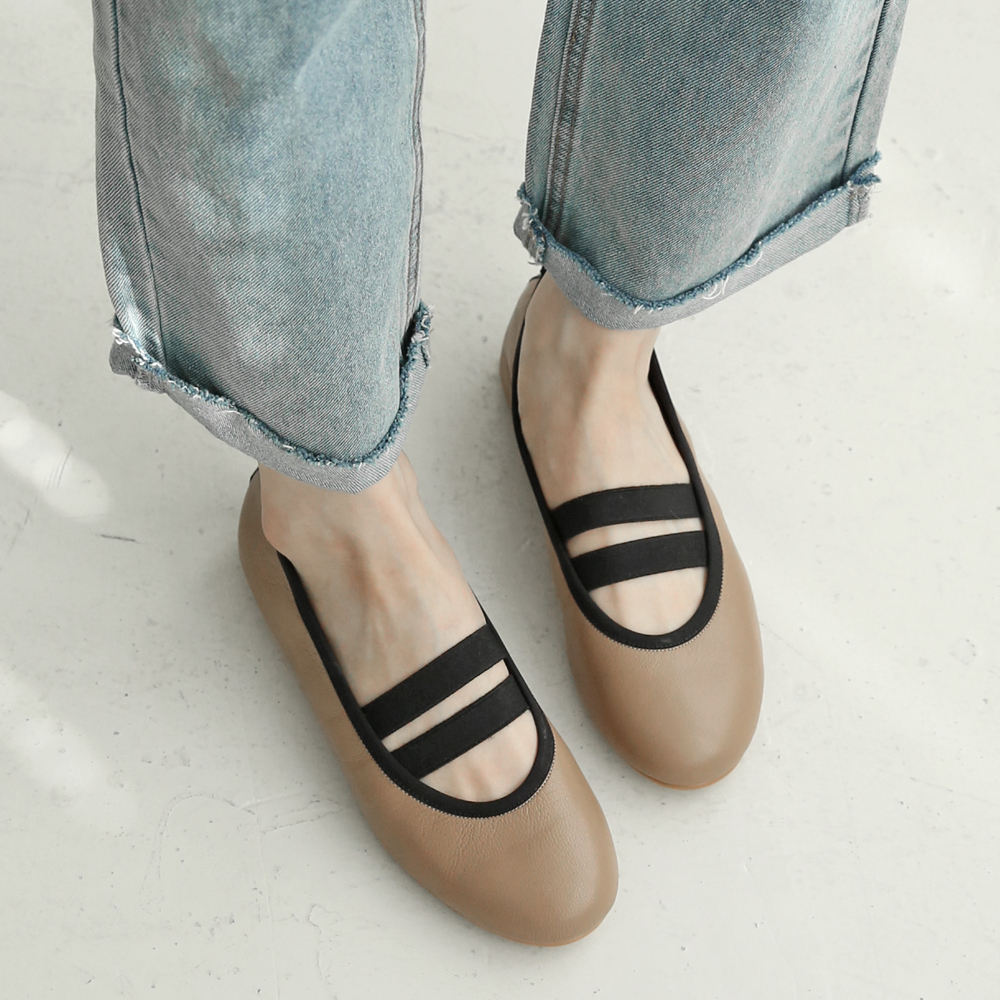 천연소가죽 발편한플랫 밴딩 메리제인 플랫슈즈