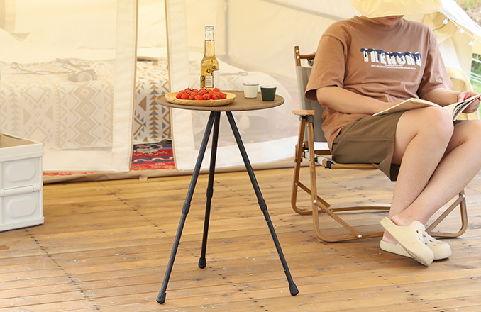 KOOLMAN 쿨맨 원형 사이드 경량 캠핑 테이블 블랙