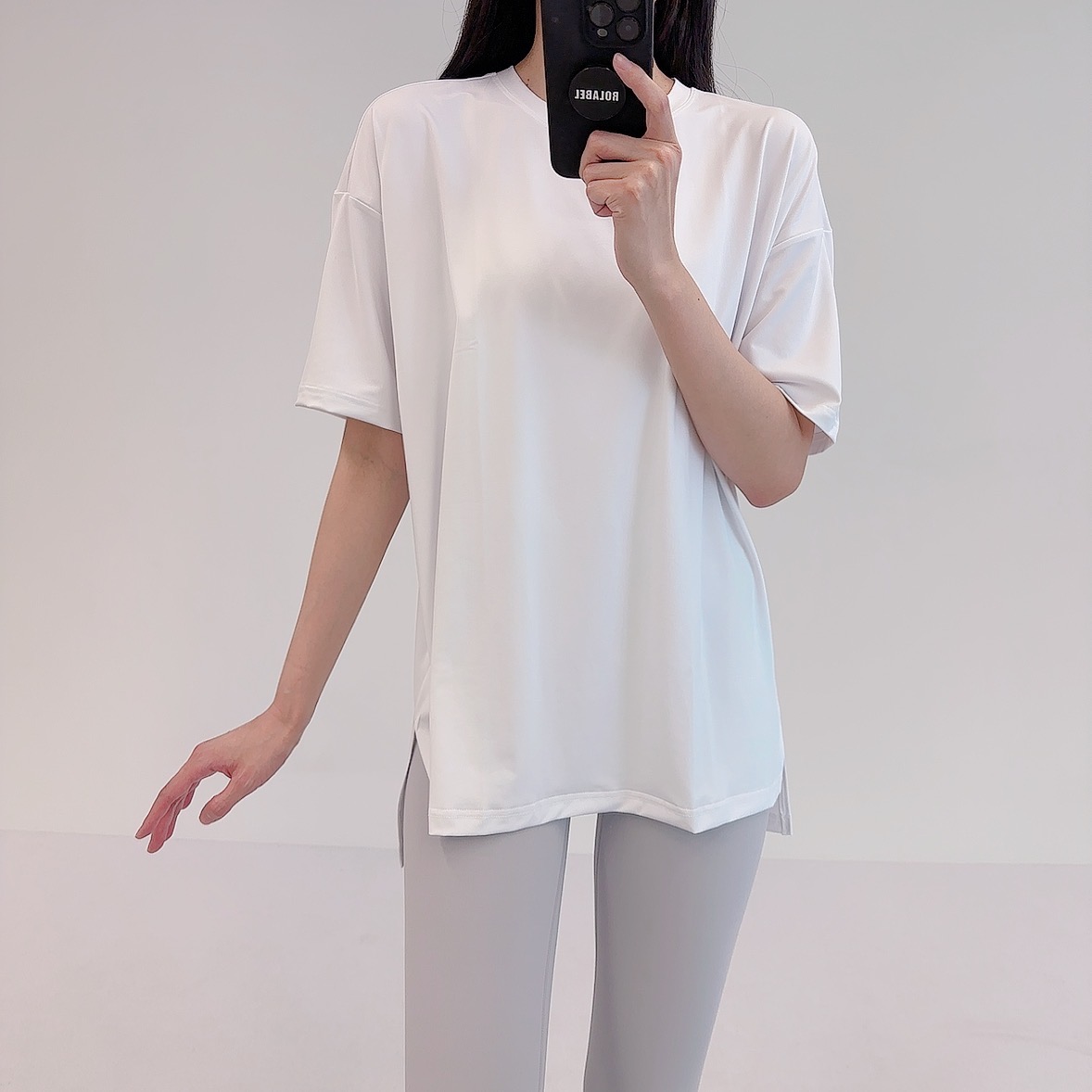 로라벨 티니 필라테스복 여성 요가복 필라테스 요가 상의 티셔츠 커버업 운동복 반팔 복장 - 상세 이미지 5