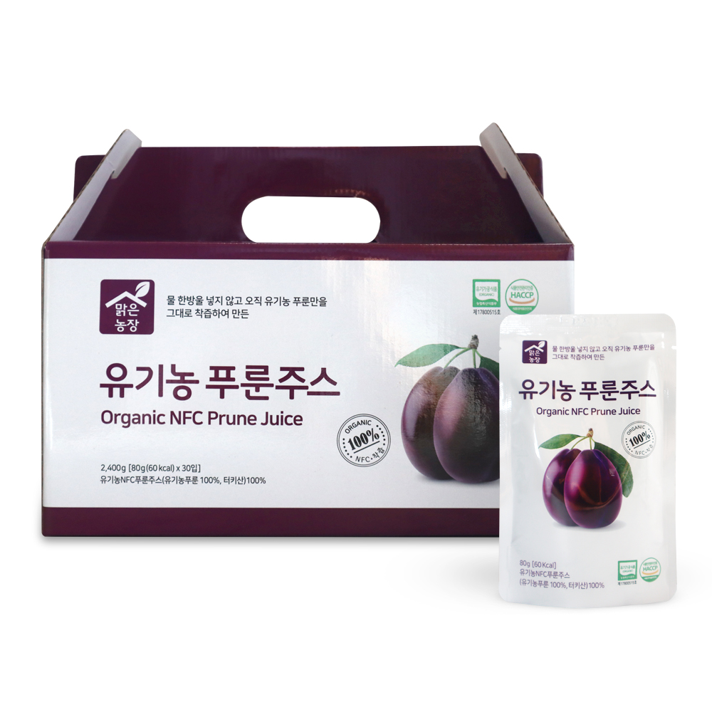 맑은농장 NFC착즙100% 유기농 푸룬주스  80ml×30포 임산부 변비주스 딥워터 - 상세 이미지 2