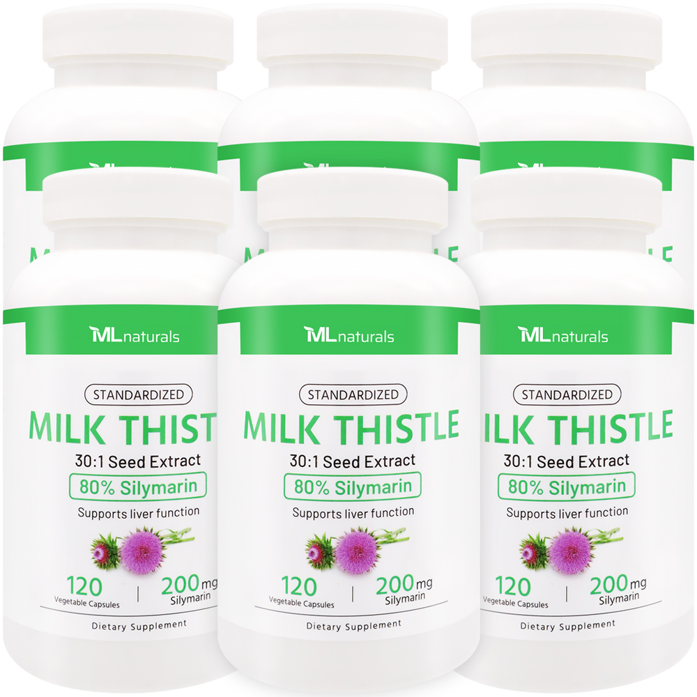 마이라이프 내추럴스 스탠다드 밀크씨슬 250mg 실리마린 200mg 알약 120캡슐, 6개 제품 이미지