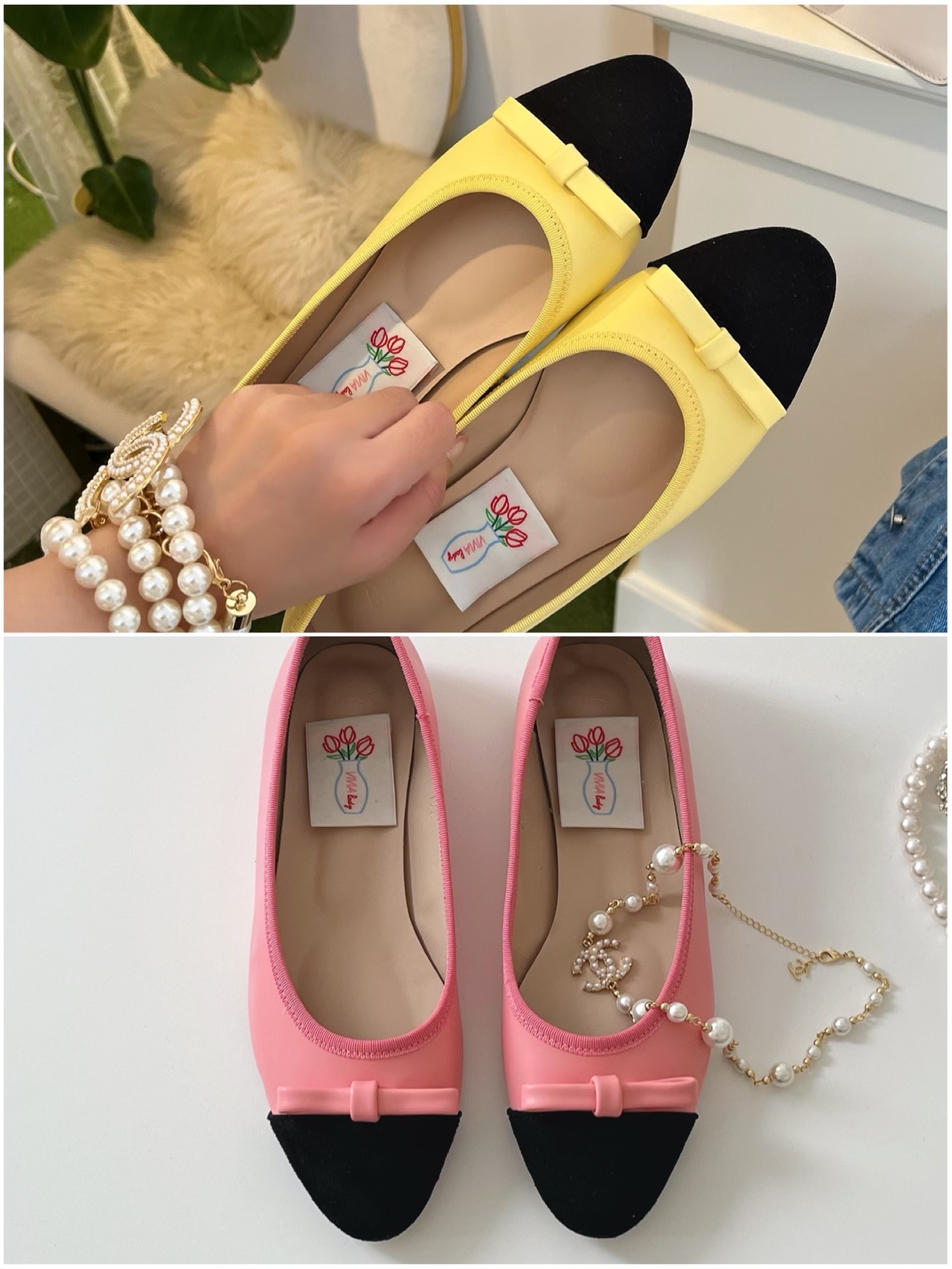 (무배) 루루 리본 플랫슈즈 (배색,콤비,투톤) [비비아레이디]