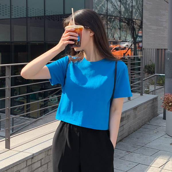 7컬러 베이직 크롭 반팔티 ts3702