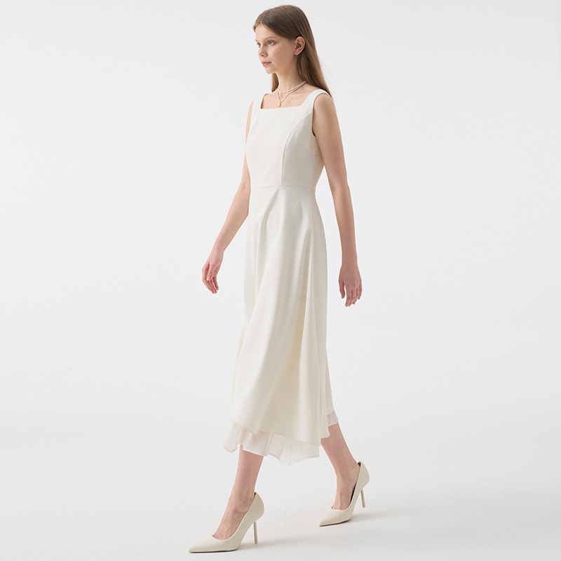 ARMIS Square neck Sleeveless Flared Dress_Ivory 이미지 4