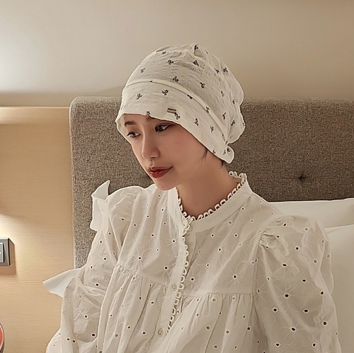 베베비니 봄 여름 실내 항암비니 면 두건 주방 : 모위드