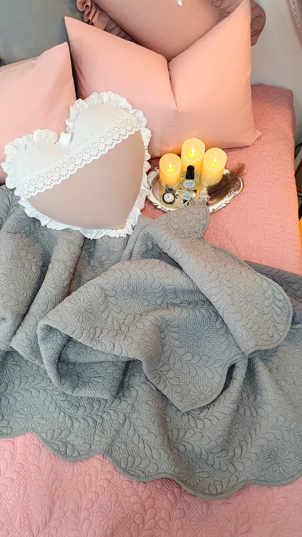 목화솜 워싱 순면 베드 스프레드 침대 패드