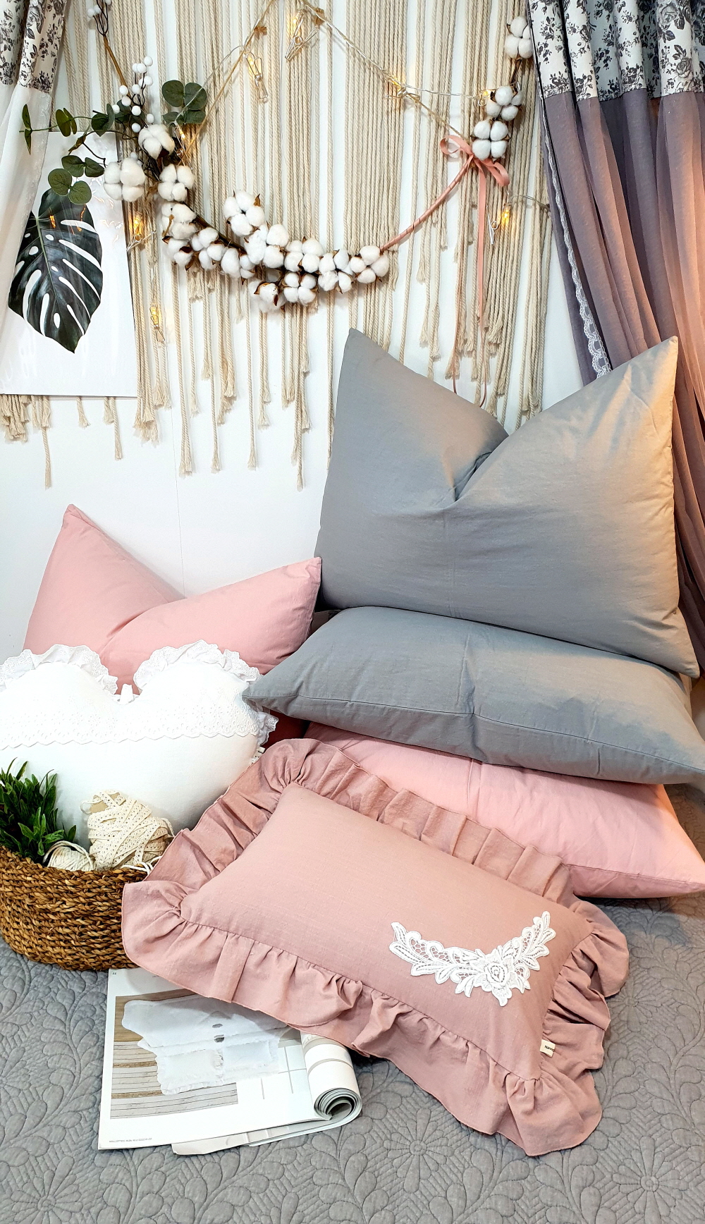 목화솜 워싱 순면 베드 스프레드 침대 패드