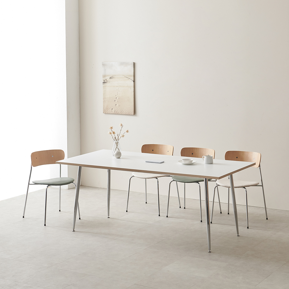 로지스퀘어 실버 사각 식탁 테이블 대형 카페