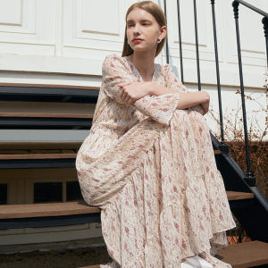 VANESSA  Vneck Flower Chiffon Tiered Dre... 착용 후기 | 사이즈/핏 총정리 - 상품 이미지 3