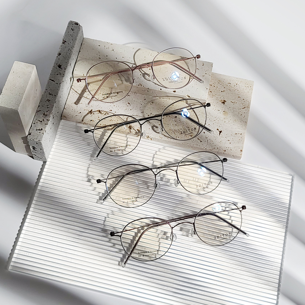 3g 초경량 가벼운 나사없는 퓨어 티타늄 안경테 얇은 실테 블루라이트차단 렌즈