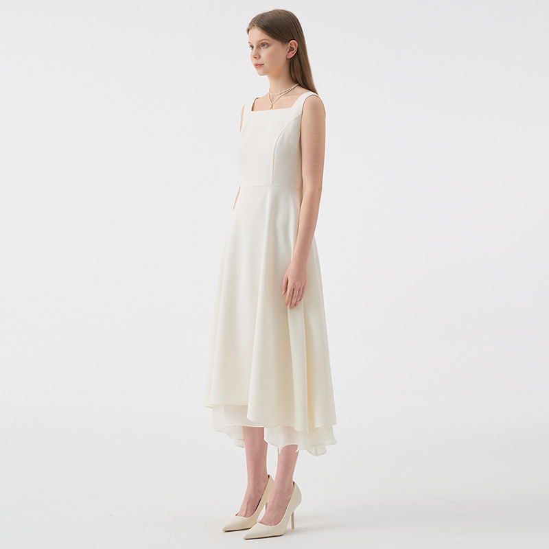 ARMIS Square neck Sleeveless Flared Dress_Ivory 이미지 3