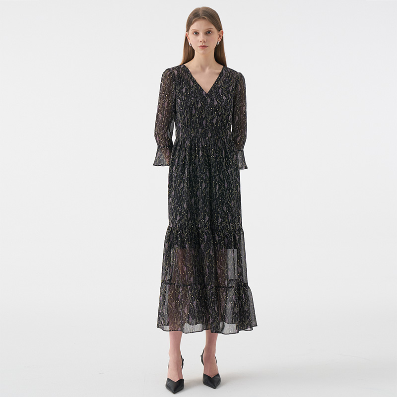 VANESSA  Vneck Flower Chiffon Tiered Dre... 착용 후기 | 사이즈/핏 총정리 - 대표 이미지