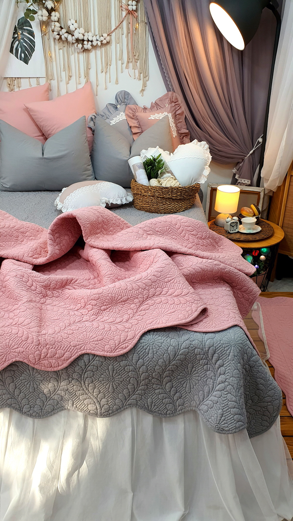 목화솜 워싱 순면 베드 스프레드 침대 패드