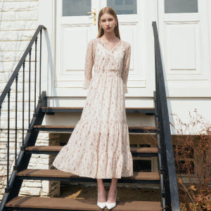 VANESSA  Vneck Flower Chiffon Tiered Dre... 착용 후기 | 사이즈/핏 총정리 - 상품 이미지 1