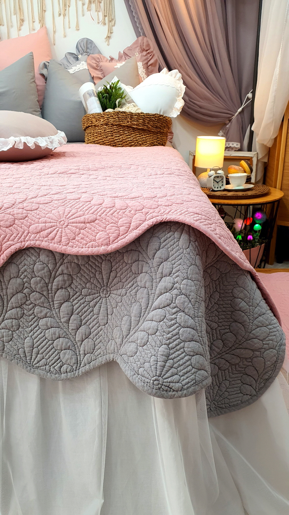 목화솜 워싱 순면 베드 스프레드 침대 패드