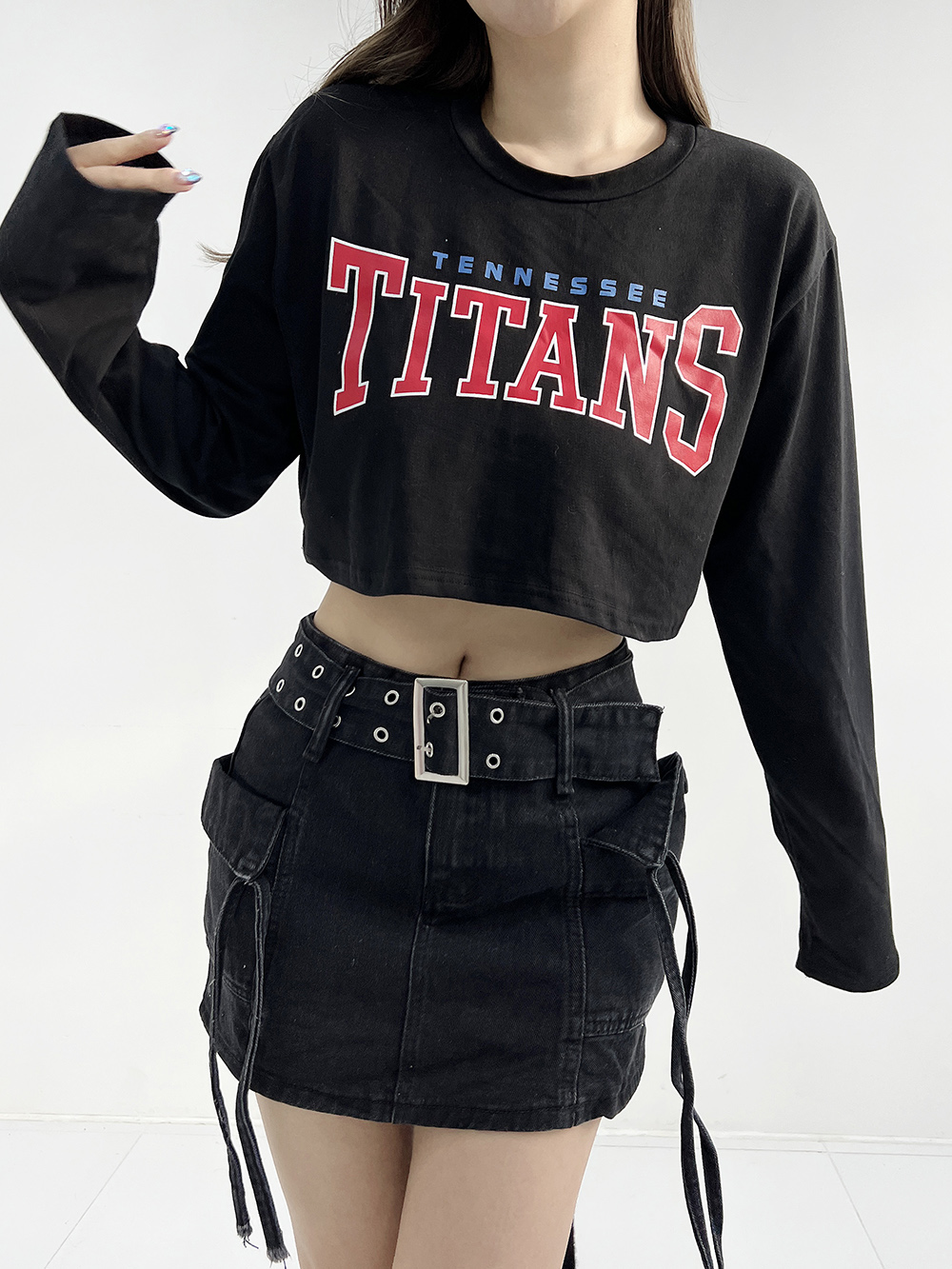 이타 레터링 캐주얼 프린트 박스 루즈 크롭티셔츠 3color 이미지 2
