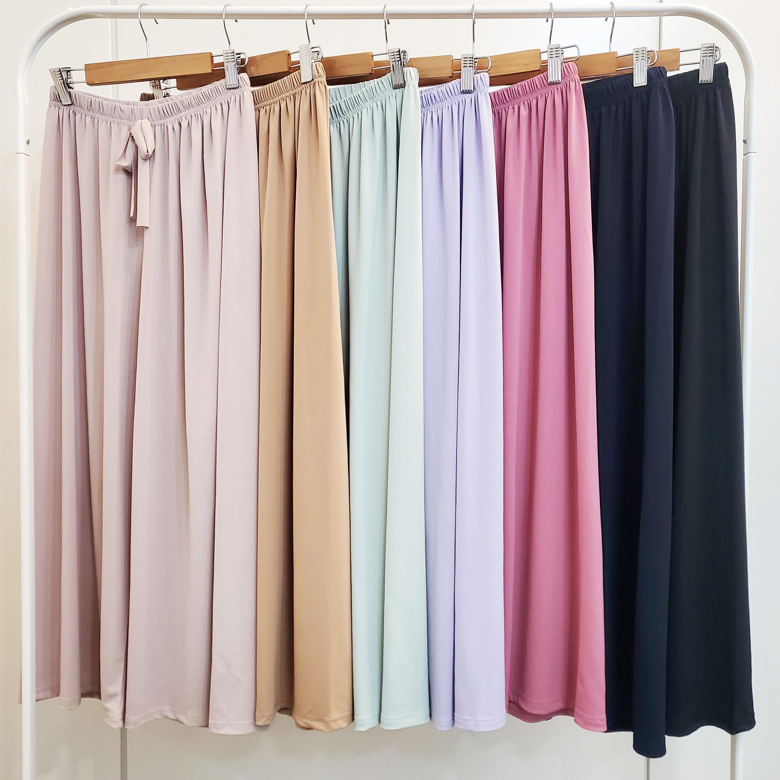 파코비 국내제작 찰랑 냉장고쿨링 스판 통바지 와이드팬츠 여행바지