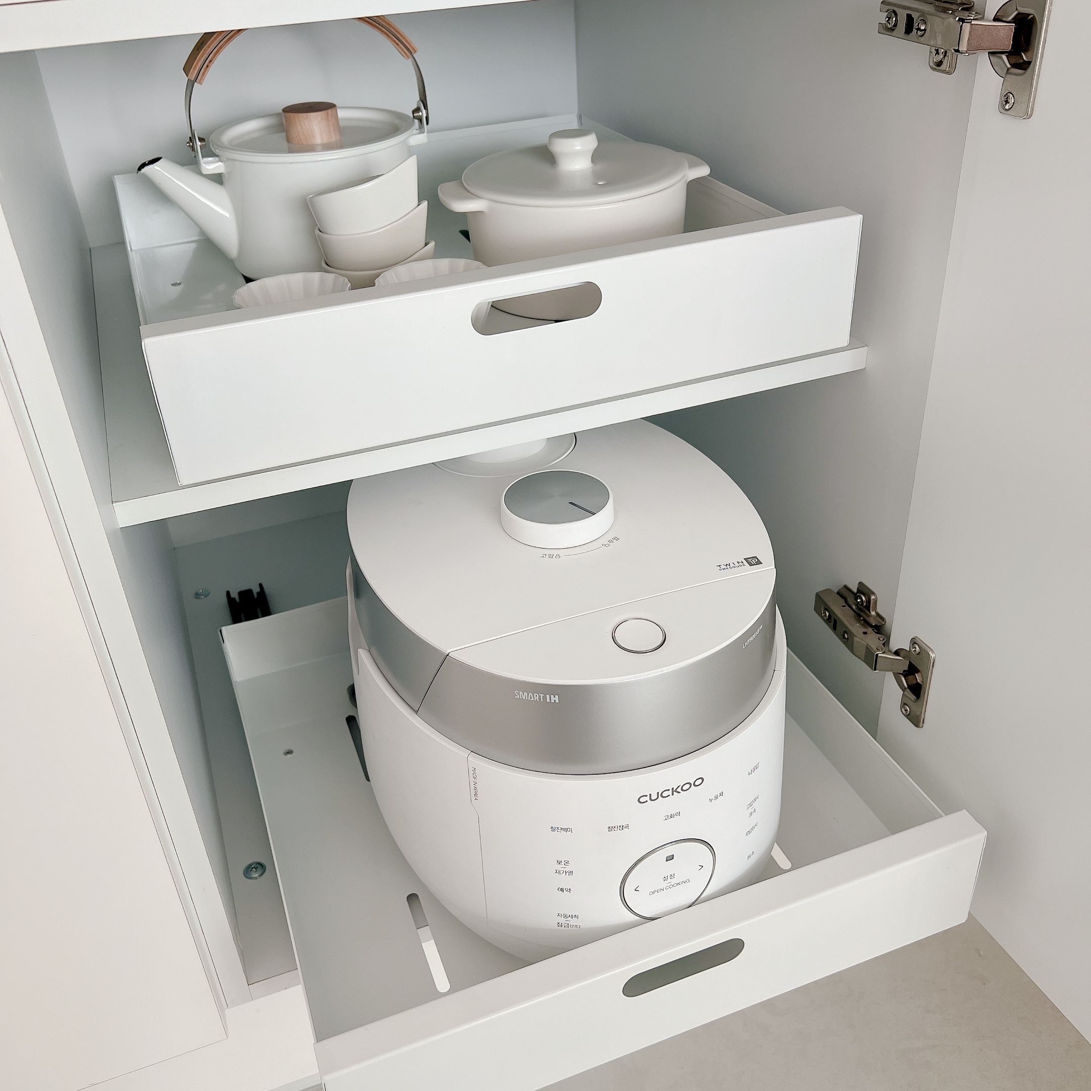 싱크대 하부장 레일선반 슬라이딩 밥솥 씽크대 정리대 삼십센치(30cm) - 상세 이미지 5