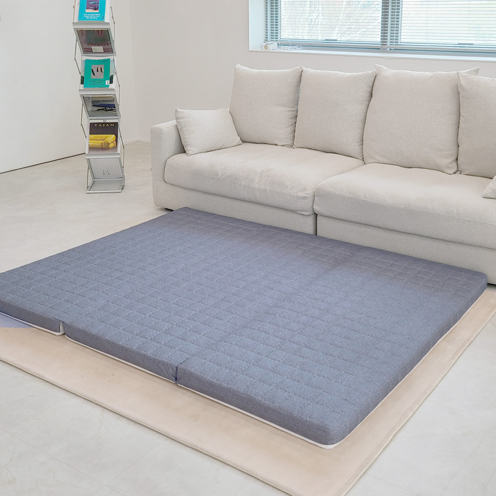 바디연구소 허리가편한 3단 접이식 매트리스 토퍼 바닥 면차콜 7cm S