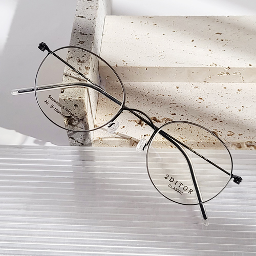 3g 초경량 가벼운 나사없는 퓨어 티타늄 안경테 얇은 실테 블루라이트차단 렌즈