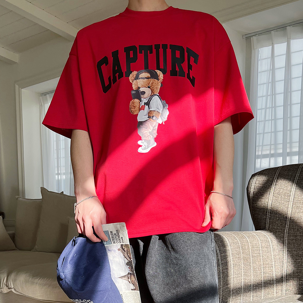 분또반팔티 빨강티 어깨넓어보이는옷 - 상품 이미지