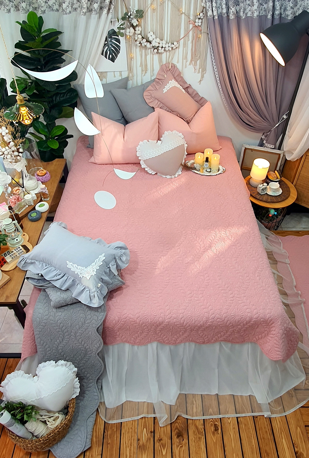 목화솜 워싱 순면 베드 스프레드 침대 패드