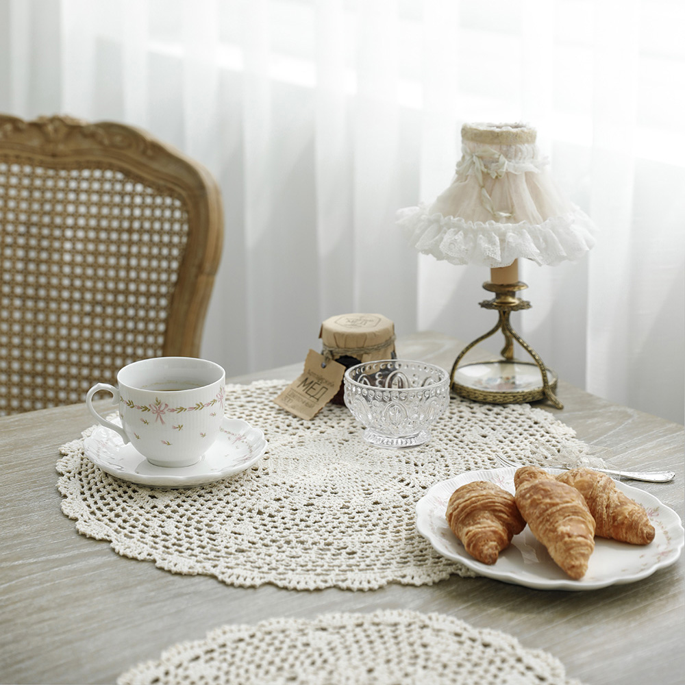 보덴 크로쉐 원형 뜨개 매트 테이블보 S