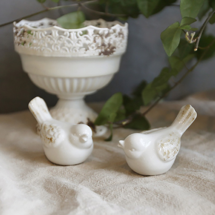 Blanc 쁘띠 도자기 세라믹 버드 빈티지 오브제 카페 인테리어 소품