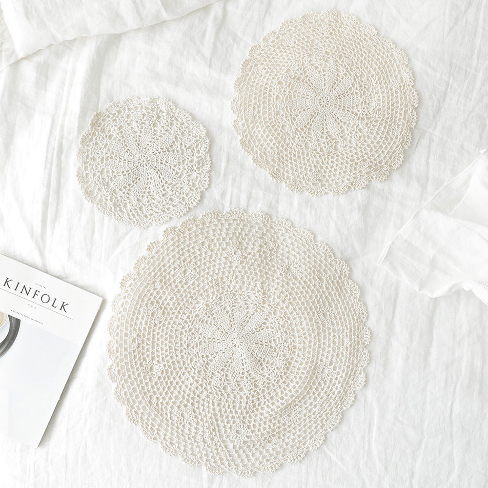 보덴 크로쉐 원형 뜨개 매트 테이블보 S