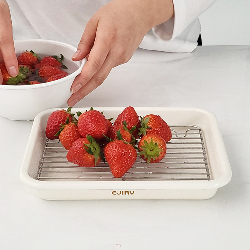 에지리 노르딕 법랑 사각 트레이 S (와이어렉 포함) 발뮤다 토스터기 호환 베이킹 트레이