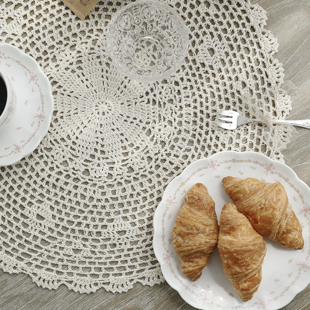보덴 크로쉐 원형 뜨개 매트 테이블보 S