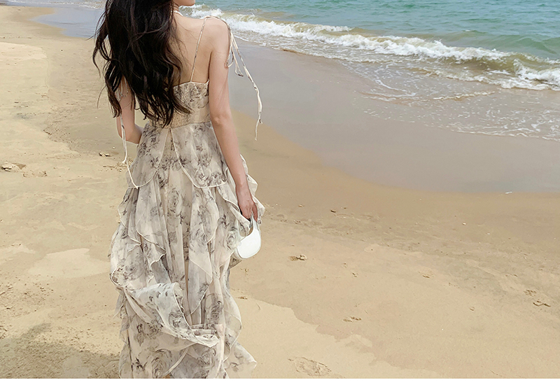 마이미미 프릴플라워 여름 민소매 나시 롱원피스 봄 여신 나들이 벚꽃 바캉스 휴가 비치드레스 휴양지원피스 뷔스티에 원피스 마이미미... 
