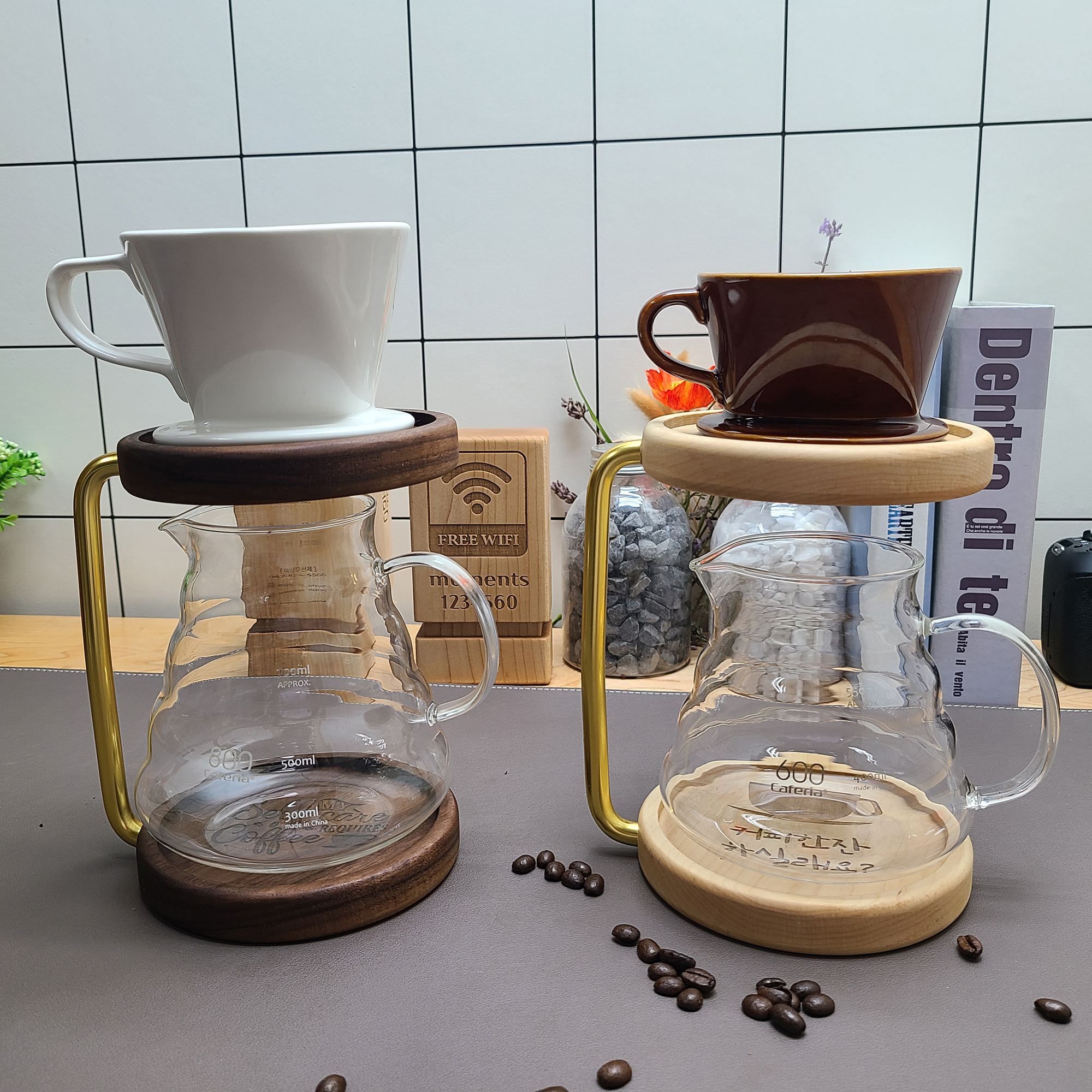 감성모먼트 드립스테이션 커피 핸드드립 원목 스탠드 홈카페 드리퍼 3종 - 상세 이미지 4