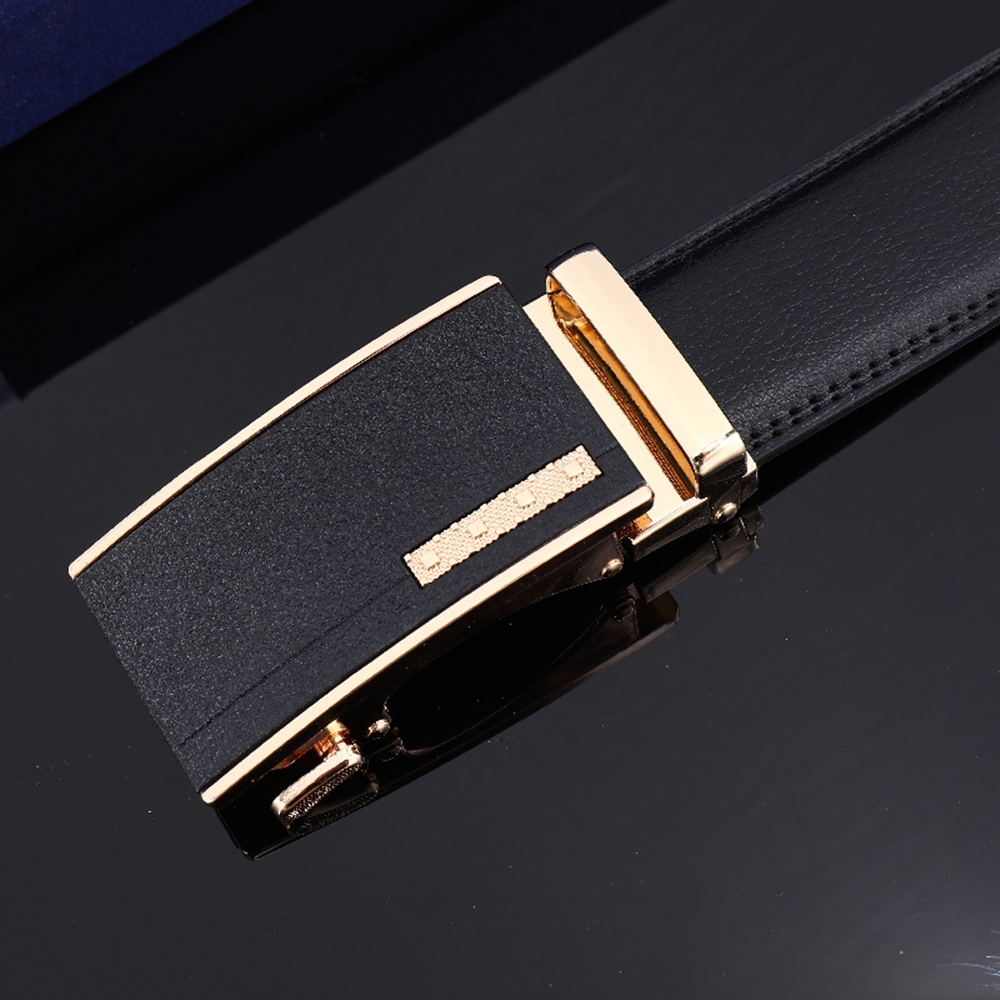 맨즈 남자 벨트 고급 블랙 소가죽 자동 오토 버클 정장 허리띠 남성벨트