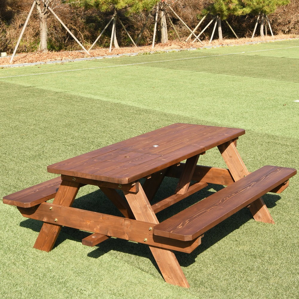 야외테이블세트 조립식 정원 카페 데크 [바베큐형]4인월넛