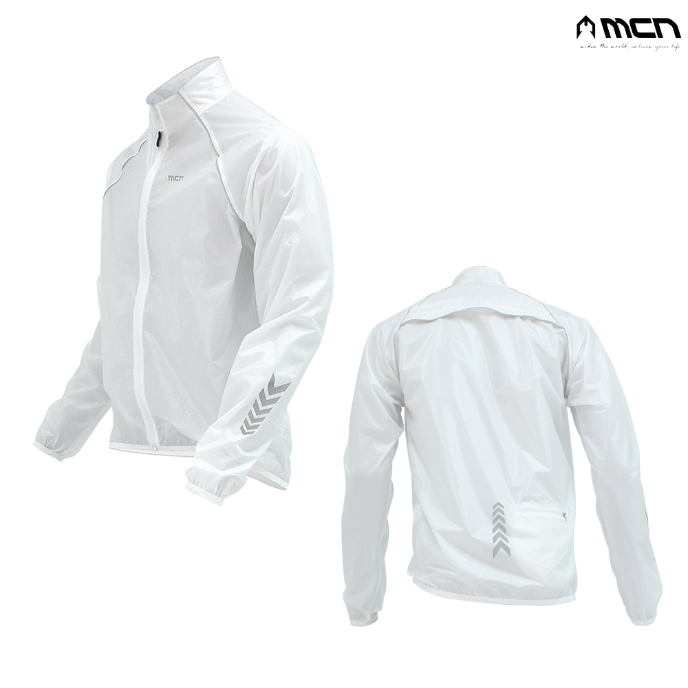 MCN 자전거 바람막이 라이딩 자켓 사이클상의 플레인 화이트 - 메인 이미지