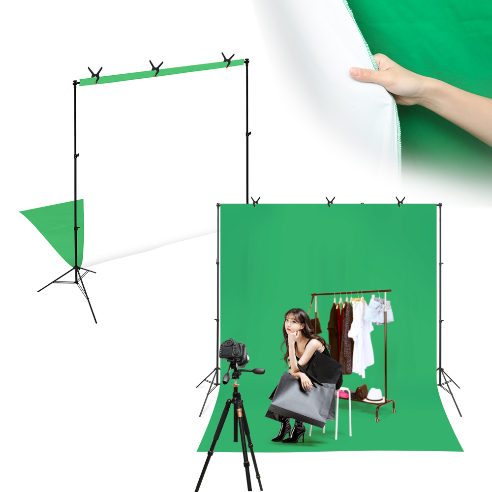 배경천 양면재질 그린+화이트 150X200cm 크로마키 누끼 촬영용