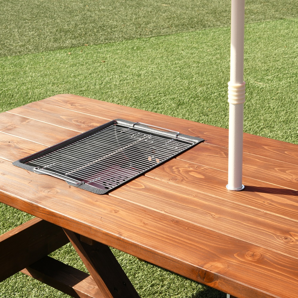 야외테이블세트 조립식 정원 카페 데크 [바베큐형]4인월넛