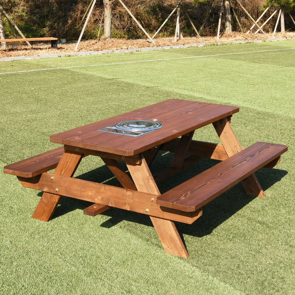 야외테이블세트 조립식 정원 카페 데크 [로스타형]4인월넛