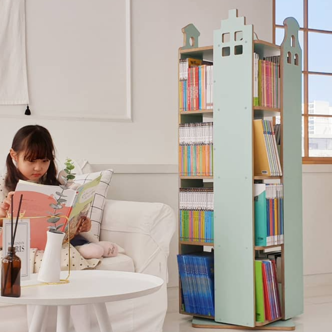 회전책장  포레아  4단 아기책장 유아 어린이 책장 암스텔 화이트