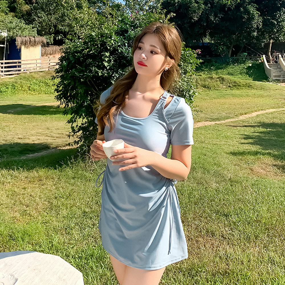 여자 체형커버 뱃살커버 수영복 비치 원피스형수영복 빅사이즈  온천 리조트 - 상세 이미지 4