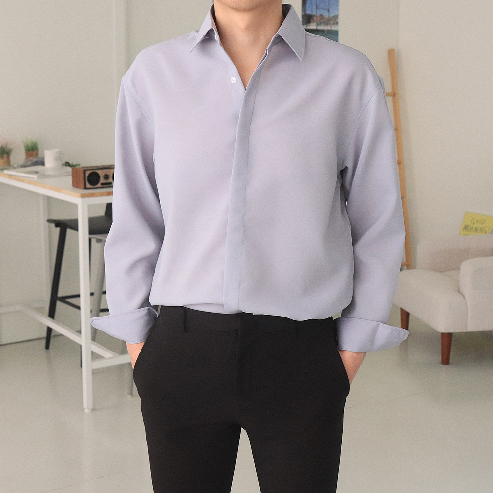 1+1 남자 셔츠 구김없는 빅사이즈 실크 오버핏 남방 셔츠 이미지 4