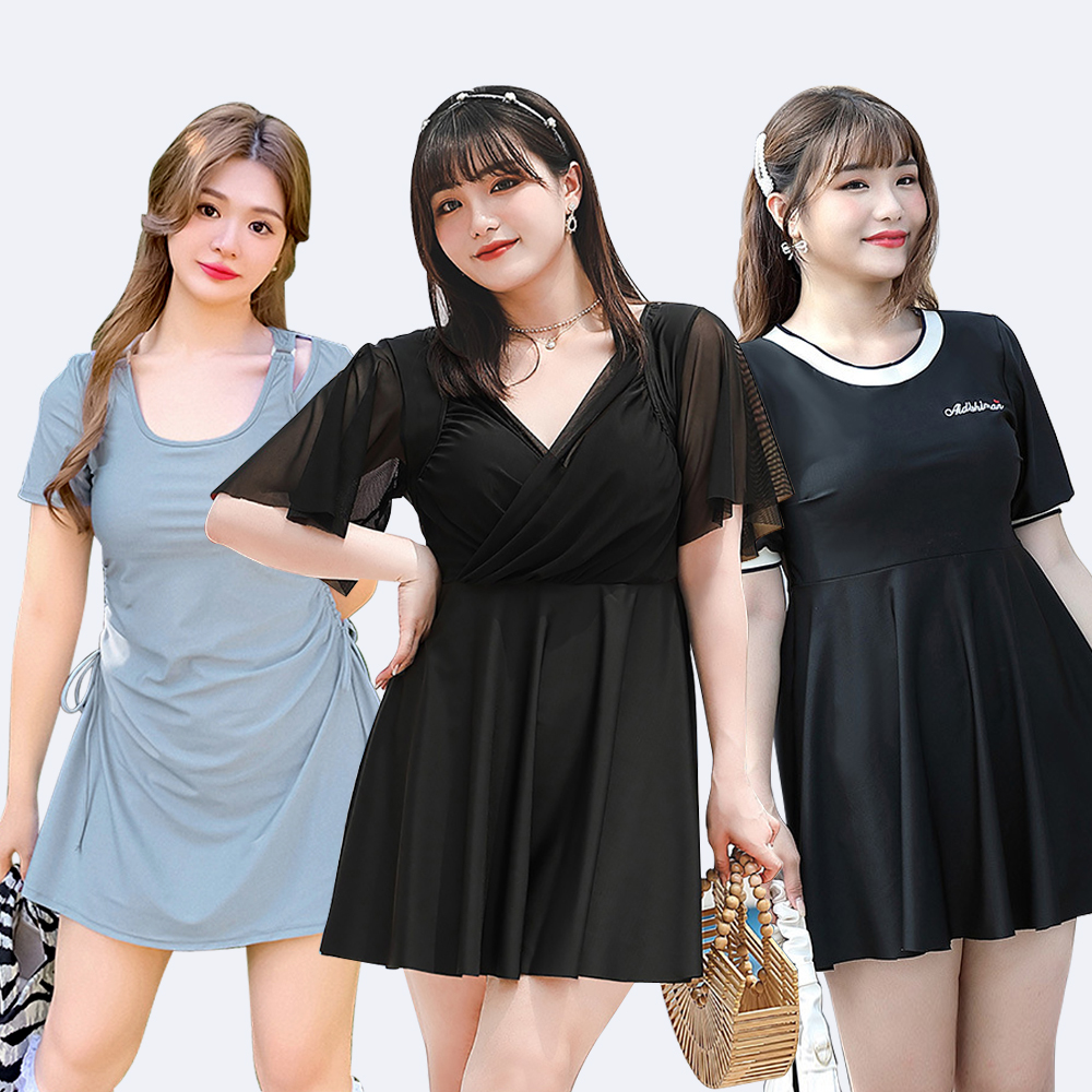 여자 체형커버 뱃살커버 수영복 비치 원피스형수영복 빅사이즈  온천 리조트 - 상품 이미지