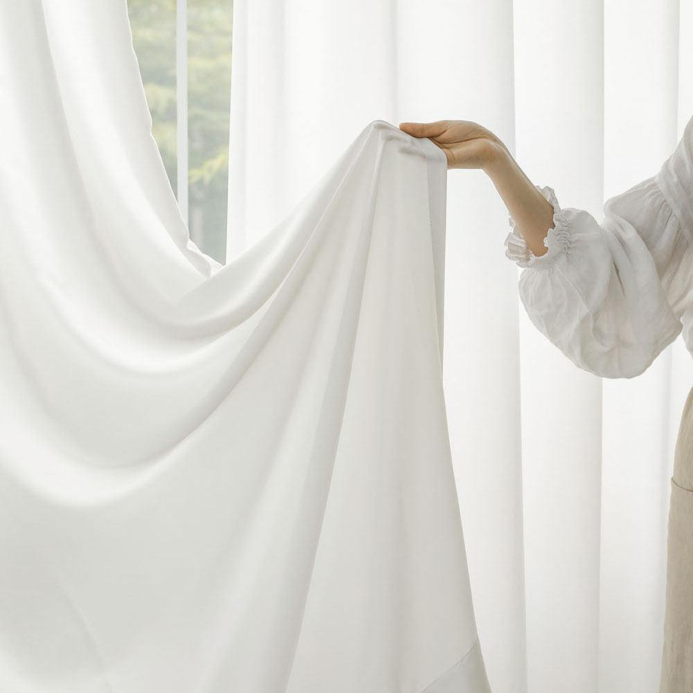 화이트 밀크 먼지없는 차르르 레이스 비침없는 쉬폰 암막 가리개 커튼 속커튼 기본핀형 1마