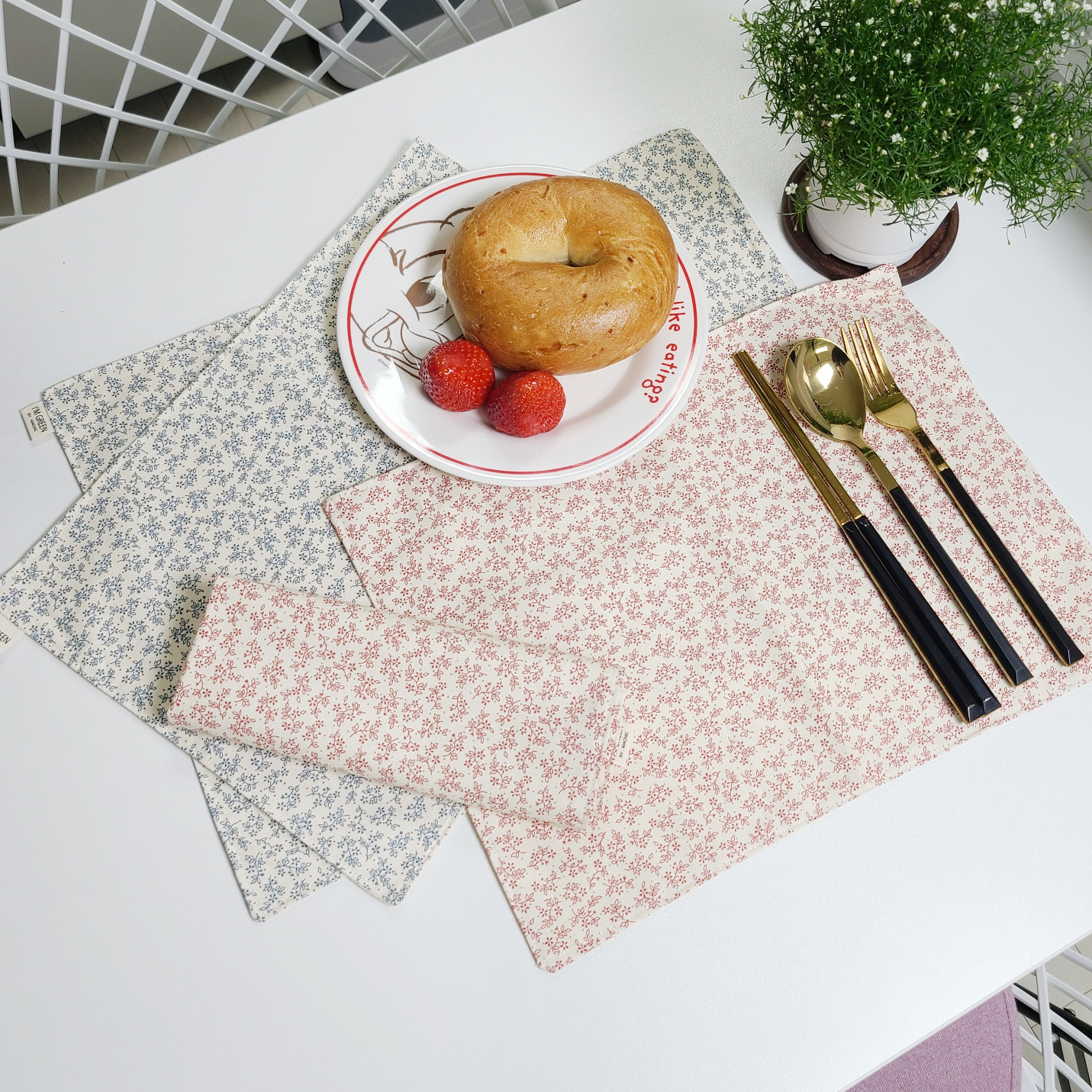 고급수제 패브릭테이블매트 티매트 꽃무늬테이블보