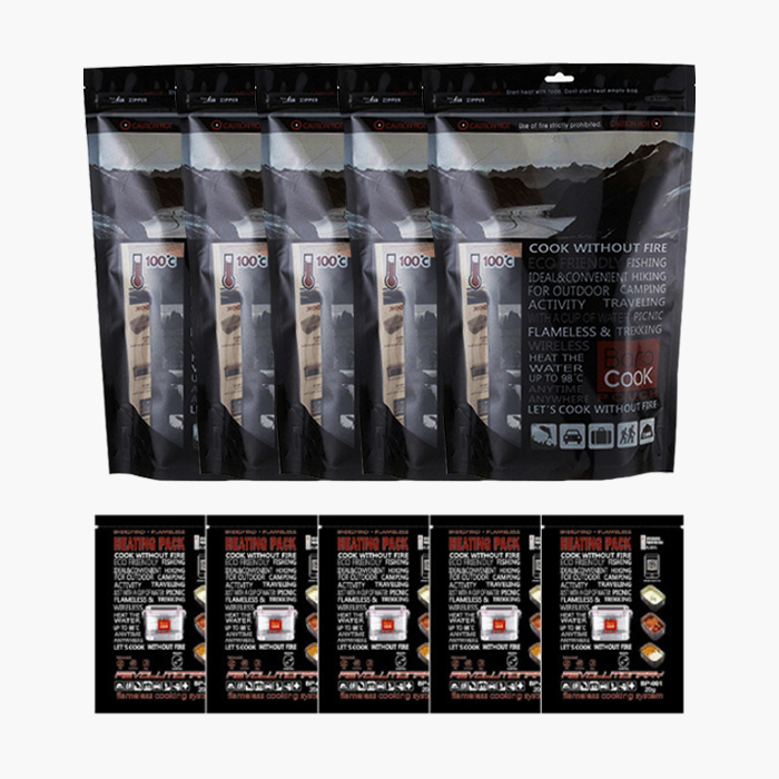 바로쿡 발열 파우치＋발열팩 50g 5개 세트 비화식 백패킹