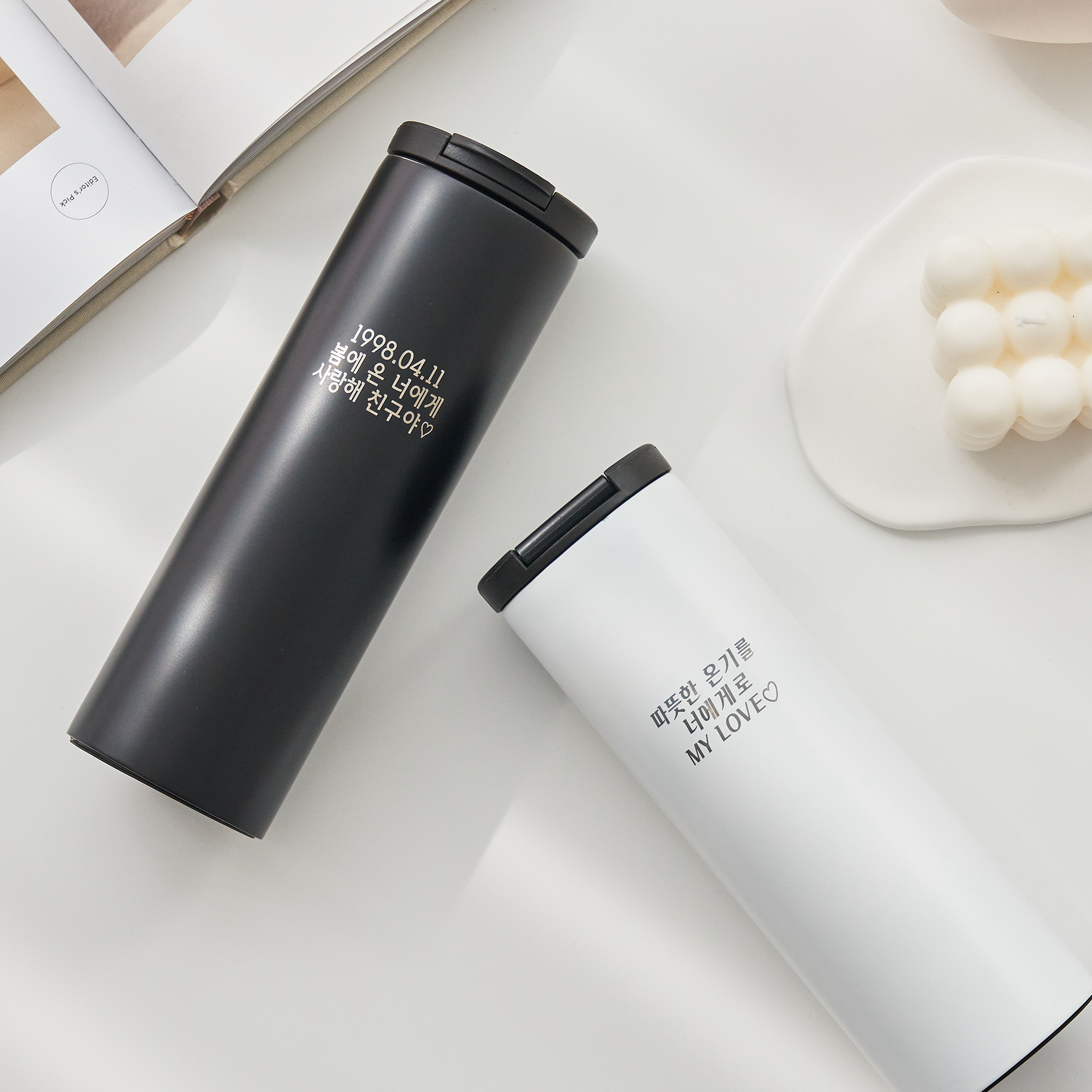 커스텀 글씨각인 레터링 마음 스텐 텀블러 500ml 이미지 6