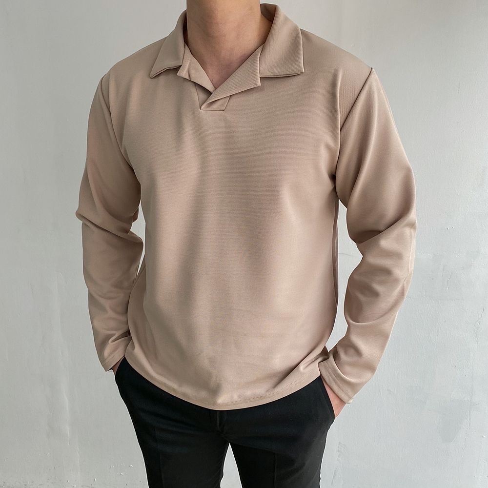 남자 오픈 카라넥 긴팔티셔츠 이미지 4
