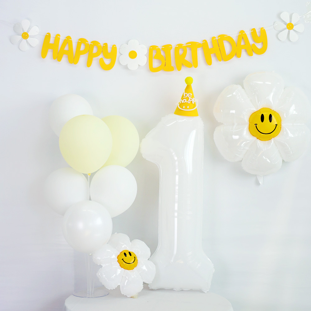 데이지 꽃풍선 스마일 생일파티 축하 꾸미기 이벤트 용품 미니